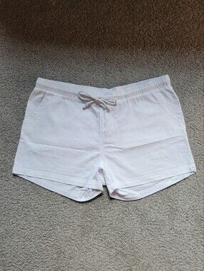 Elsie & Zoey White Cotton Drawstring Shorts L/XL